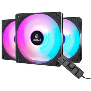 에너지맥스 HF120 RGB PWM 120mm 케이스 팬 주소 지정 싱크 마더보드 컨트롤 박스 3개 세트 블랙 UCHF12PARGB BP3