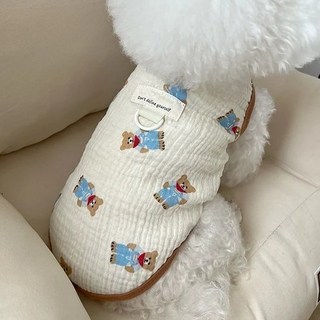 멍케어 강아지옷 베이비 코튼 민소매 하네스옷, 1개, 곰돌이