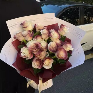 장미 생화 꽃다발 시들지 않는 꽃 비누 꽃다발 조화, 레드화이트 로즈B19송이, 1개