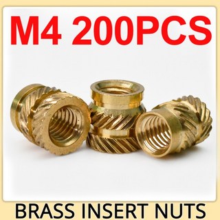 200pcs M4 황동 핫멜트 열 삽입 너트 널링 스레드 삽입 구리 너트 내장 부품 플라스틱 케이스 용 구멍에 맞, 1개
