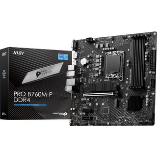 MSI PRO B760M-P DDR4 프로시리즈 마더보드 (12세대/13세대 인텔 프로세서 LGA 1700 DDR4 PCIe 4.0 M.2 Gbps LAN USB 3.2, 1개