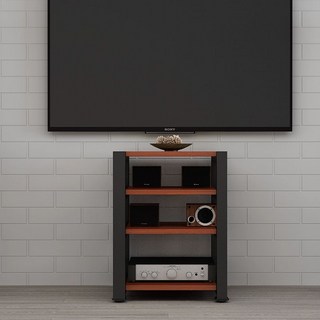 오디오 장식장 2단 검정색 철제 수납 이동식 캐비닛, B34-4단 자작나무색