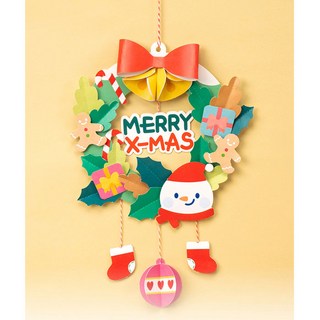 민화샵 크리스마스 종이리스, 5개, 혼합색상