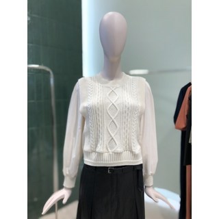 듀엘 니트베스트레이어드코튼블라우스