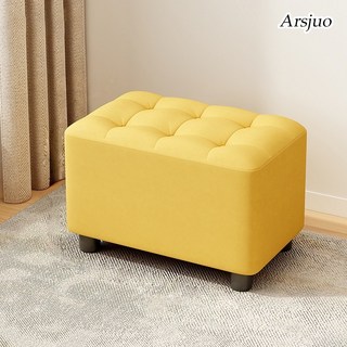 Arsjuo 현관 의자 원목 가죽 쇼파 풋 스툴, 1개, 옐로우