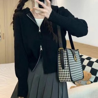 Cwadun 여성용 더블 후드 니트웨어 스웨터 카디건