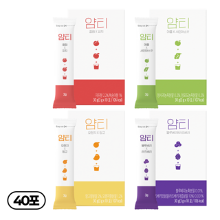 얌티 저당 아이스티 4종 애플 샤인머스캣 x 플럼 피치 x 오렌지 망고 x 블루베리 라즈베리, 4박스, 10개입, 3g