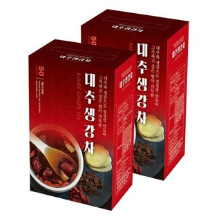 지노 대추 생강차 50Tx2개 (100T) 일회용 스틱 전통차, 1g, 50개입, 2개