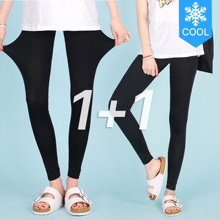 1+1 시원한 아이스 쿨링 원단 비침없는 10부 레깅스 빅사이즈 F~7XL 고무줄 쫄바지 접촉냉감 흡한속건 빠른건조 여성용