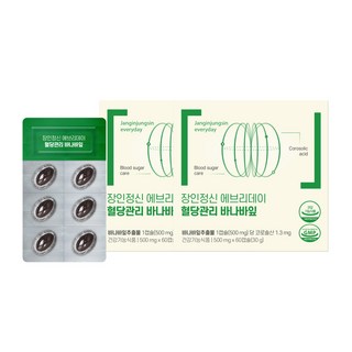 혈당관리 당뇨영양제 식후 케어 장인정신 에브리데이 바나바잎, 2개, 500mg, 60정