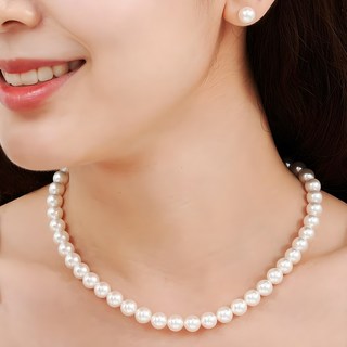 진주목걸이 혼주 여성 핵진주 왕 진주 스와로브스키 14k 목걸이 귀걸이 세트 케이스 이어링