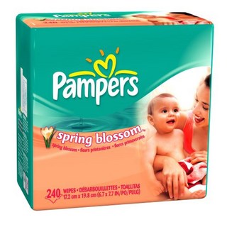 Pampers 아기 물티슈 리필 스프링 블라썸 향 240개 패키지 (4팩) (960 물티슈)
