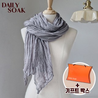 데일리쏙 천연 린넨 플리츠 스카프 여름 머플러+선물케이스