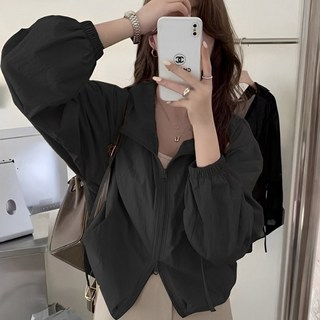 여성 초경량 자외선 차단 윈드브레이커 루즈핏 후드 집업 아웃 도어 바람막이 자켓