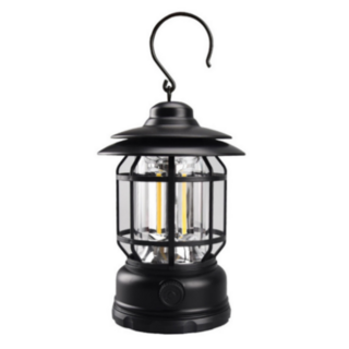 골드앤우드 LED 충전식 감성 실내 차박 텐트 고리 조명 무드 다이얼 캠핑 랜턴, 1개, 블랙