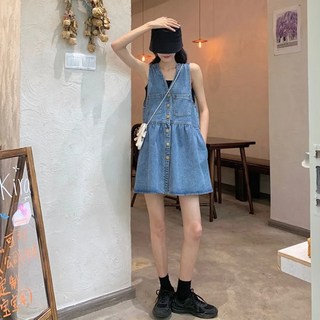 ANYOU 여성 여름 데님 원피스 미니원피스 청 스커트