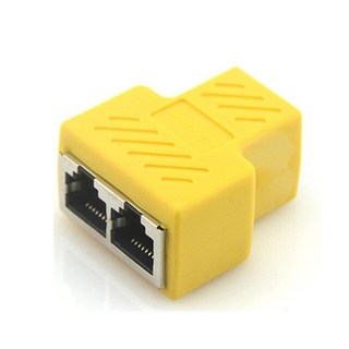 랜선분배기 1-2 방법 rj45 커플러 이더넷 lan 네트워크 스플리터 cat55e67 컨버터용 더블 암 포트 커넥터 익스텐더 어댑터, 노란색