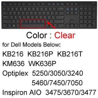 노트북 키보드 커버 델 KB216 KM636 KB216T 인스피론 AIO 3475 3670 3477 옵티플렉스 5250 3050 올인원 PC 데스크탑 프로텍터 스킨, [01] Clear, 1개