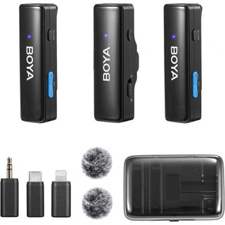 보야 BOYA LINK iPhone용 무선 라발리에 마이크 안드로이드 카메라 브이로그 올인원 라펠 듀얼 시스템 라이트닝 USB C 입력 스마트폰용 배터리 케이스 DSLR You, BOYALINK