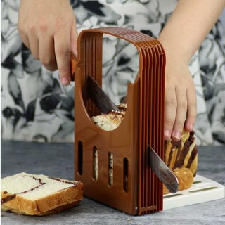 식빵 자르기 슬라이서 토스트 10인치 빵칼 슬라이서 샌드위치 틀 커팅기 베이글 업소용 절단기, 1개, 슬라이서+칼 세트 브라운