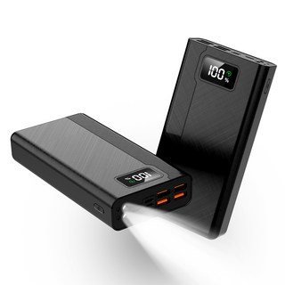 고속충전 PD 22.5W QC3.0 멀티단자 LED 조명등 잔량표시 대용량 보조배터리 30000mAh 블랙 상품 이미지