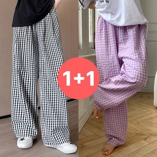 1+1 공유 이지 체크 파자마 홈웨어 팬츠