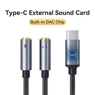100% 호환용 유형 C-듀얼 3.5mm 여성용 마이크 헤드폰 USB-C 외부 사운드 카드 스테레오 오디오 어댑터 노
