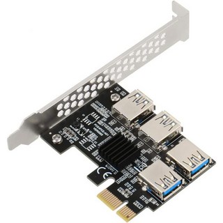 BTC 비트코인 채굴을 위한 JMT PCI-E 1x 16x 라이저 카드 PCI-Express 1 4 슬롯 PCIe USB3.0 어댑터 포트 승수 채굴기 카드케이블 없음, No Cable