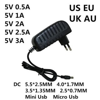 DC 5V 0.5A 0.8A 1A 2A 2.5A 3A AC 100-240V 변환기 전원 어댑터 공급 5 V 볼트 1000MA 충전기 5.5*2.5mm T, 01 UK Plug, 06 5V 2A, 04 DC Plug 2.5-0.7MM