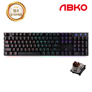 앱코 HACKER 한영 이중사출 키캡 레인보우 LED 게이밍 기계식 키보드 청축, 블랙, K640, 갈축