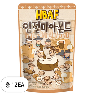 에이치비에이에프 인절미 아몬드, 190g, 12개