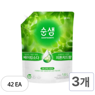 순샘 베이킹소다 피톤치드 주방세제 리필, 1.6L, 42개