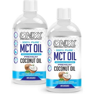 오닉스 MCT 오일 500ml 고 C8 & C10 프리미엄 코코넛 케톤 부스터 케토제닉 비건 저탄수화물 2 x 500ML 퓨어 무향, 500ML 퓨어 MCT 오일 2개(무향료)