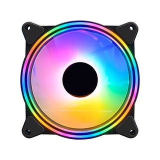 방열판 데스크탑 컴퓨터 케이스 팬 12cm RGB 조명 수냉 순수 컬러 PC 타워 쿨러 시스템 게임 CPU, 블랙 모델 싱글 팬 대형 4p 인터페이스, 1개
