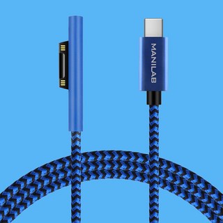 마니랩 서피스 프로 고속충전 케이블 1.8M / 100W 나일론 패브릭 고급형 PD충전케이블 USB-C타입 마이크로소프트 Surface Pro Go laptop Book, 블루 패브릭 1.8M, 1개