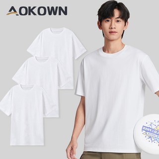 AOKOWN 남자 면티 반팔 흰색 3장 오가닉 면티셔츠