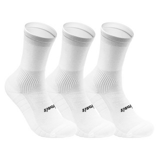 3세트 브로니스 러닝 컴프레션 크루 삭스, 화이트