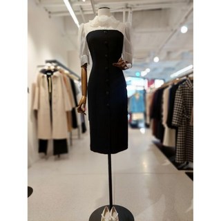 모조에스핀 블라우스 배색 H라인 원피스S252MSE011