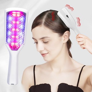 Routop 전동 두피 마사지기 음이온 브러쉬 고주파 진동 레드/불루 라이트 케어 방수 충전식, 화이트, 1개