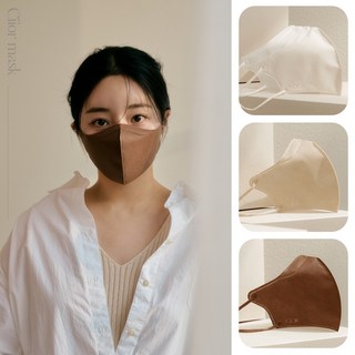 CIIOR 씨오르 KF94 브이핏 L 대형사이즈 컬러 새부리형 마스크 귀편한 숨쉬기편한 마스크, 뮤트브라운, 1개, 25매입