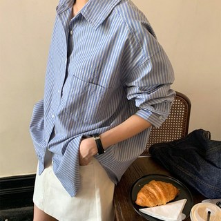 네모엔룩 여성용 셀렌스트라이프 모던 단가라 셔츠
