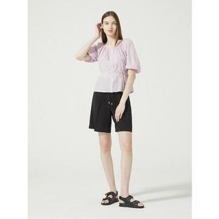주크 셔링 넥라인 벨티드 블라우스 LV Z232MSC043