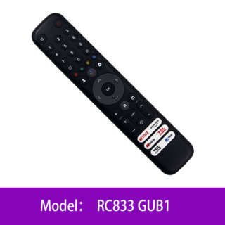 호환 TCL TV 50 55 75 inch C645 C745 C845 43LC645 65C745 65C845 리모컨 RC833 GUB1 음성 기능이 없는 적외선 리모컨, 1개