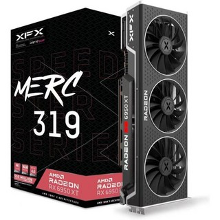 그래픽카드 교체용 데스크탑 게이밍 XFX 스피드스터 MERC319 RX 6950XT 블랙 그래픽 카드 16GB GDDR6 HDMI 3xDP AMD RDNA 2 RX695XATB, RX 6950 XT