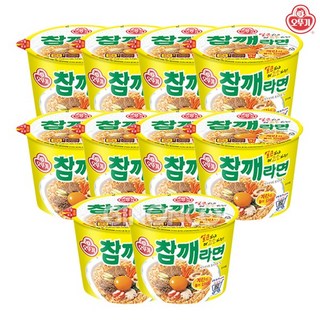 오뚜기 참깨라면 용기 110g 큰 컵라면 사발면 점심 캠핑 행사 라면, 10개