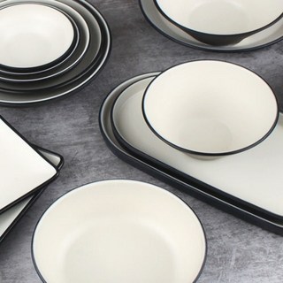 멜라민그릇 체크투톤 블랙앤화이트 원형접시 미니스끼 김밥접시 업소용 식당식기( 접시류), 17)8인치, 1개