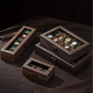 고급 스웨이드 쿠션 시계 정리함 빈티지 우드 수납 케이스
