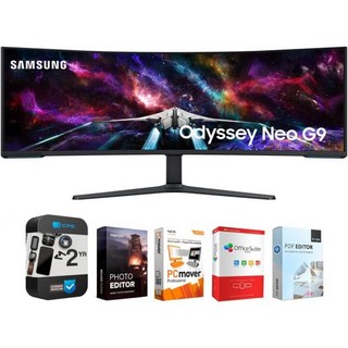 49 오디세이 G9 G95C DQHD 240Hz 디스플레이 HDR 1000 곡선 게이밍 모니터 번들 Tech Smart USA Elite Suite 18 표준 편집 소프트웨어, 57 Inch, Odyssey Neo G9