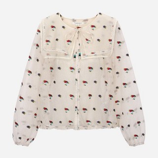 (100%정품)써스데이아일랜드 블라우스 시스루 패턴 (T6MBL138W) 데일리룩 캐주얼