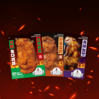 닭형 닭다리살 3종 혼합 100g 120g 30팩 (직화 안동찜닭 10개+직화 스리라차 10개+직화 흑마늘맛 10개) 식단관리 다이어트 통닭다리살 닭가슴살 대체 닭다리살, 1세트, 3.2kg